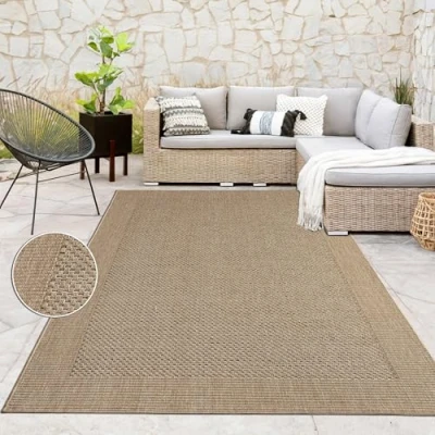 Afbeelding van Paco Home Tapijt voor binnen en buiten, plat, sisal look, natuurlijke effen, beige, afmetingen: 120 x 170 cm