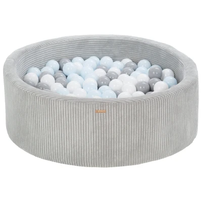 Afbeelding van Ronde corduroy ballenbad met 200 ballen 90 cm (kleur zwembad/bal: grijs/wit, grijs, blauw (pastel))