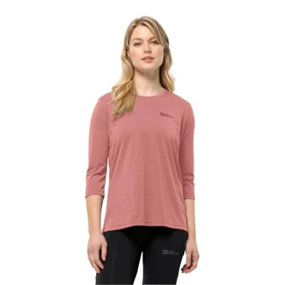 Afbeelding van Jack Wolfskin Crosstrail 3/4 Longsleeve, Dames, Maat: Medium, Mineral red