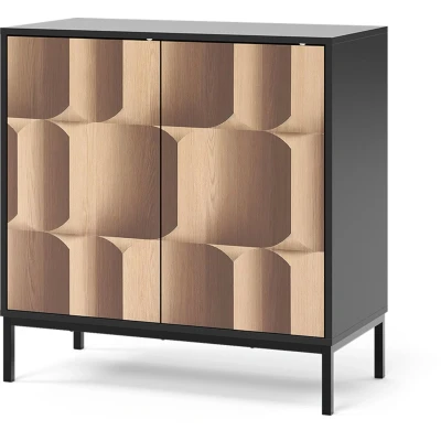 Afbeelding van Vicco Dressoir Eliza zwart/eiken 80 x 40 cm met 2 deuren