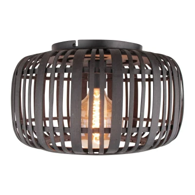 Afbeelding van plafondlamp Woodrow 1 lichts Zwart 39,5 cm Hout Brilliant