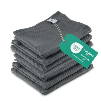 Afbeelding van ELEXACLEAN Theedoeken microvezel (set van 6, 68x42 cm, donkergrijs/antraciet) Oeko Tex Standard 100 theedoeken, handdoeken keuken modern