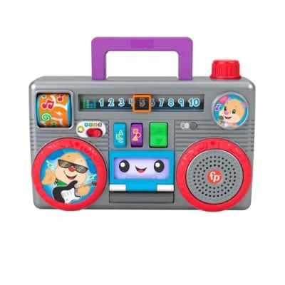 Afbeelding van Fisher Price Ridi &amp; Leren Stereo Baby DJ Meertalige editie, muziekactiviteitenspel met educatieve inhoud voor baby&#039;s en peuters, speelgoed kinderen vanaf 6 maanden, HHX10