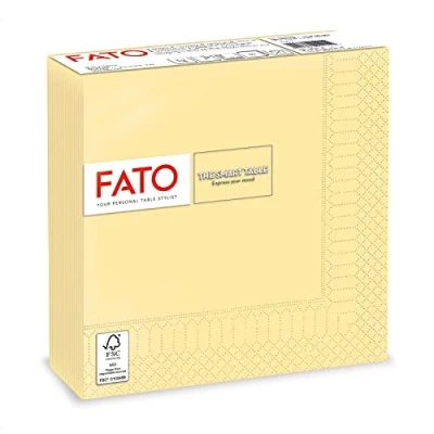 Afbeelding van Fato Papieren wegwerpservetten, ideaal voor informele lunches en buffetten, verpakking met 50 servetten, formaat 33 x 33, 4 gevouwen, 2 laags, champagnekleur, 100% puur cellulosepapier