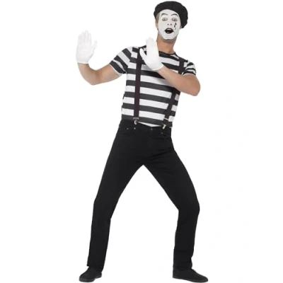 Afbeelding van SMIFFYS Mime kostuum met schmink voor mannen L Volwassenen kostuums