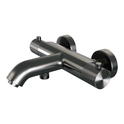 Afbeelding van BRAUER gunmetal Carving opbouw baddouche thermostaatkraan geborsteld PVD