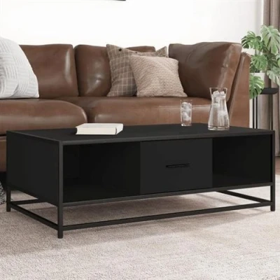 Image de vidaXL Table basse noir 100x57x35 cm bois d&#039;ingénierie et métal848759
