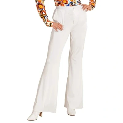 Afbeelding van Widmann Hippie Kostuum Groovy Gwendolyn 70s Dames Broek, Wit Vrouw / Beige Large XL Carnavalskleding Verkleedkleding