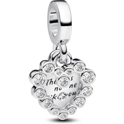 Afbeelding van PANDORA Moments 793765C01 Breloque double cœur scintillante en Argent sterling avec Zircone compatible bracelets Me and Moments, 4,3x 11,8x 11,3 mm, sterling, cubique