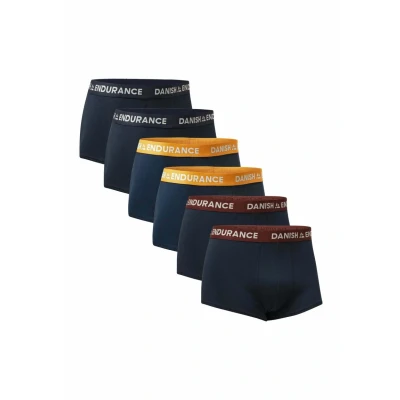 Afbeelding van DANISH ENDURANCE Korte boxershorts voor heren, van superzacht katoen, set 6 katoenen Veelkleurig (2 x marineblauw, 2 marineblauw/oranje,