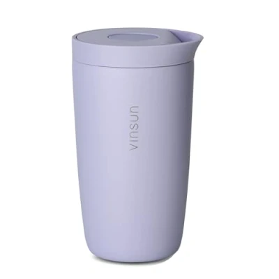 Afbeelding van Vinsun Thermosbeker 350 ml met Quick Press deksel koffiemok om mee te nemen, lekvrij, dubbelwandig geïsoleerd, roestvrij staal voor vakantie, werk, camping
