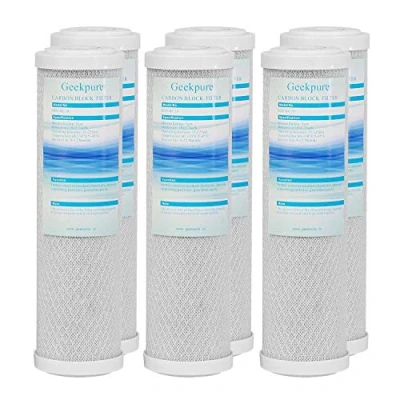 Afbeelding van Geekpure Vervangingsfilterpatroon voor koolblok RO waterfiltersysteem en onder de gootsteen 2,5 &quot;x 10&quot; 5 micron, 6 stuks
