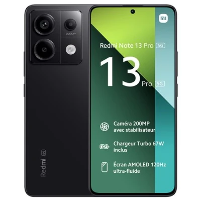 Image de Xiaomi Redmi Note 13 Pro 5G 8Go/256Go Noir avec Proximus contrat 150 mn + 5000 Mo 4G