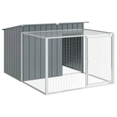 Afbeelding van vidaXL Hondenhok met ren 153x194x110 cm staal antracietkleurig
