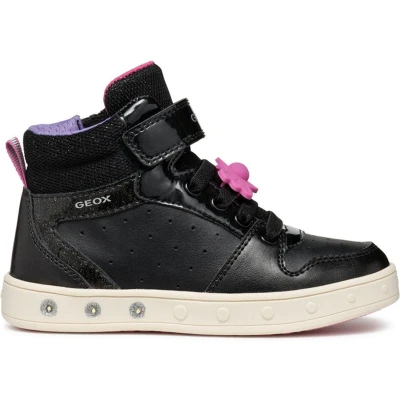 Afbeelding van Geox J Skylin Sneakers hoog voor kinderen, Maat: 30, Black fuchsia Kunststof/ textiel