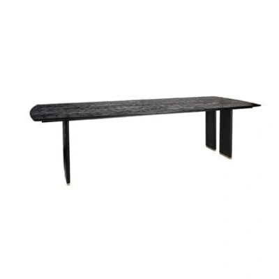 Afbeelding van PTMD Liber Black mango wood dining table 200cm gold leg