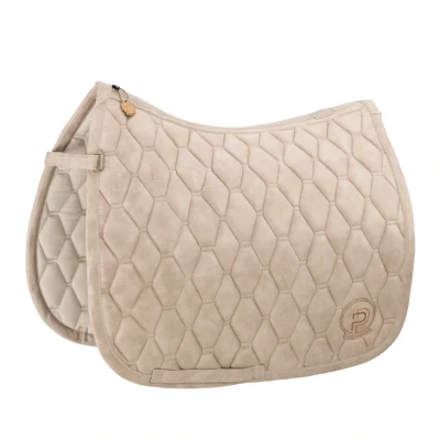 Image de Eskadron Platinum Tapis de Selle Dressage Metallic Faux Leather Tan Taupe Poney