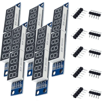 Afbeelding van AZDelivery 5 x MAX7219 LED Module 8 Bit 7 Segment TM1637 Display compatibel met Arduino en Raspberry Pi