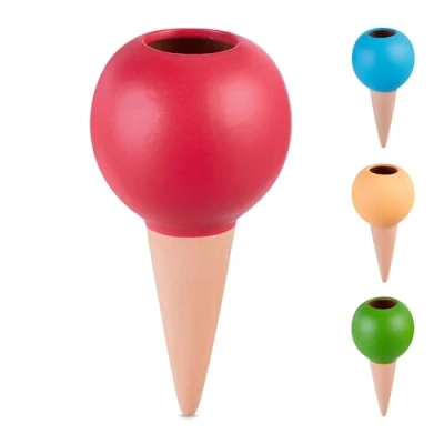 Afbeelding van Relaxdays 4 stuks kleikegels, elk 300 ml, irrigatiehulp voor kamerplanten, bolvormig design, irrigatiedop, meerkleurig