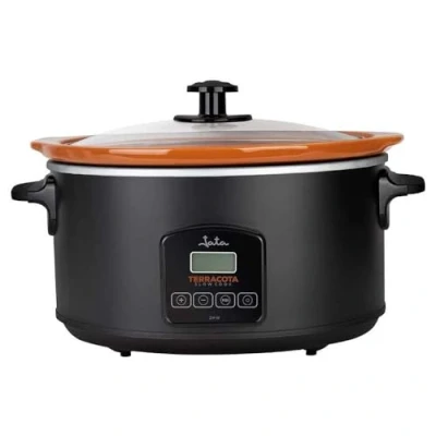 Afbeelding van JATA JEOL2145 Digitale slowcooker met een inhoud van 5 liter, Cuba keramiek terracotta, afneembaar en vaatwasser ovenbestendig, 3 warmtestanden, gezonde traditionele keuken