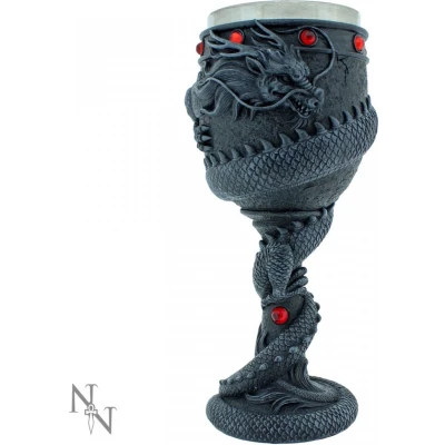 Afbeelding van Nemesis Now Gekronkelde Draak Wijnkelk Zwart 20cm