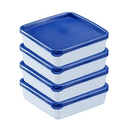 Afbeelding van Westmark 4 diepvriesdozen, deksel inclusief, volume: elk 0,25 l, stapelbaar, kunststof, trio, kleur: transparant/blauw, 25042270