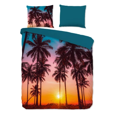 Afbeelding van Pure Dekbedovertrek &quot;palmbomen en ondergaande zon&quot; Multi (240x200/220 cm) Microfiber