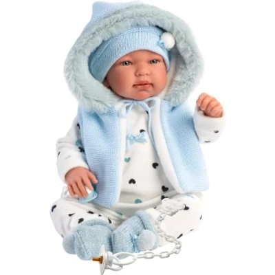 Afbeelding van Llorens Pop Tino Pelele Azul Con Capucha 44 Cm