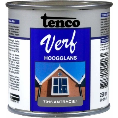 Afbeelding van TencoVerf Dekkend Hoogglans Antraciet RAL 7016 0,25L