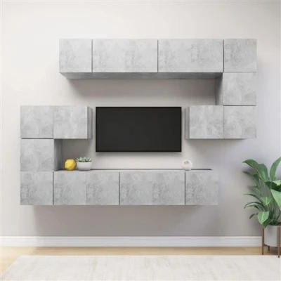 Afbeelding van vidaXL 10 delige Tv meubelset bewerkt hout betongrijs