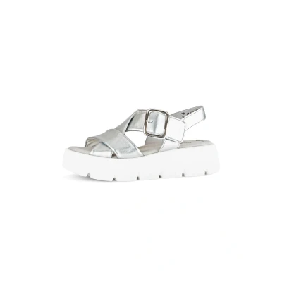 Afbeelding van Gabor Sandalen met plateauzool, Dames, Maat: 40.5, Silber weiss Leer