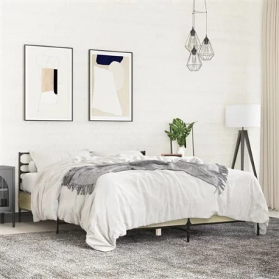 Afbeelding van vidaXL Bedframe bewerkt hout metaal sonoma eikenkleurig 160x200 cm