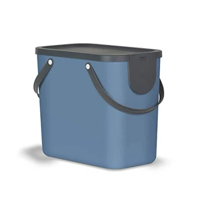 Afbeelding van Rotho Albula Afvalscheidingssysteem 25 liter, voor de keuken, kunststof (PP), BPA vrij, blauw/antraciet, l (40,0 x 23,5 34,0 cm)