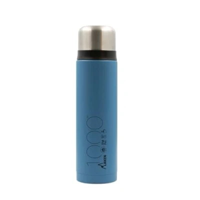 Afbeelding van Laken thermosfles roestvrijstaal Blauw 1.0L met drinkmok, dubbelwandige rvs drinkfles