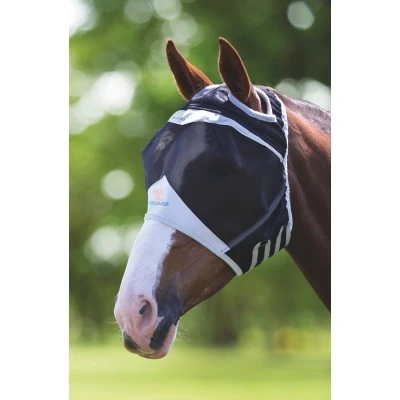 Image de Shires Masque Anti Mouches Filet Fin avec Découpe D&#039;oreille Noir Cob
