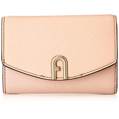 Afbeelding van FURLA Leren Portemonnee Primula Compact Wallet With Zip Pesca Zalmroze