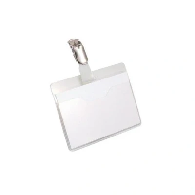 Image de Durable 810619 lot de 25 badges porte nom avec clip rotatif 90 x 60 mm (transparent)