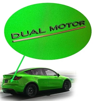 Afbeelding van Shop4EV Dual Motor Logo Mat zwart met rode onderstreping Voor Tesla Model Y/3 Duurzaam ABS