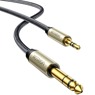 Image de Câble Audio 3.5mm vers 6.35mm Stéréo Jack Nylon Tressé, 2m