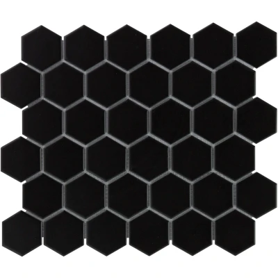 Afbeelding van The Mosaic Factory Barcelona Black Mat Hexagon 5,1x5,9 cm