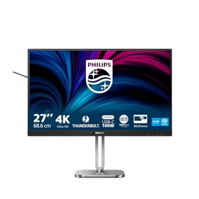 Afbeelding van PHILIPS 27B2U6903 27 inch Ultra HD in hoogte verstelbare monitor luidspreker (3840 x 2160, 60 Hz, 2 HDMI, DisplayPort, Thunderbolt 4, RJ45, USB hub) zwart/grijs