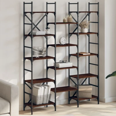 Afbeelding van Boekenkast 127,5x28,5x172,5 cm bewerkt hout bruineikenkleurig