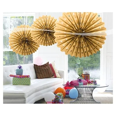 Afbeelding van Honeycomb waaier goud 45cm per stuk