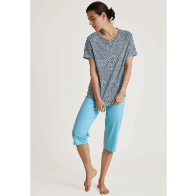 Afbeelding van Calida Spring Nights Pyjama, Dames, Maat: 40/42, Blue topaz