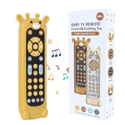 Afbeelding van Orzbow Babycontroller, speelgoed, educatief muziekspeelgoed met verschillende geluidseffecten, sensorisch speelgoed voor pasgeborenen, jongens, meisjes, cadeau, siliconen hoes