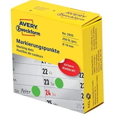 Afbeelding van Avery marking dots, diameter 19 mm, rol met 250 stuks, groen etiket