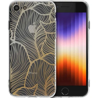 Afbeelding van imoshion Design hoesje voor de Apple iPhone SE (2022 / 2020) 8 7 Golden Leaves Transparant