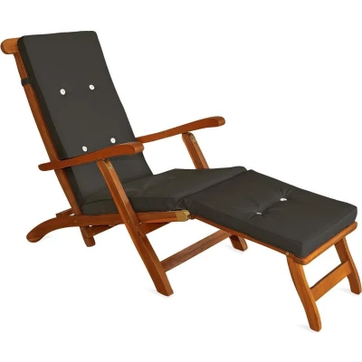 Afbeelding van Deuba Ligstoel Kussens Waterbestendig Tuinkussens Stoel Kussen met Bandjes 173 x 43 cm Antraciet