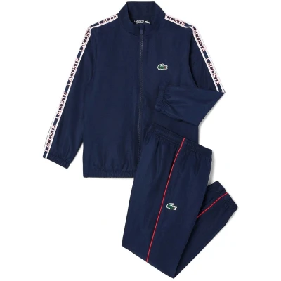 Afbeelding van Lacoste Tracksuit Tennis Performance Diamond Weave Taffeta Unisex SET Trainingsbroek voor kinderen, Maat: 140, Navy blue/grenadine
