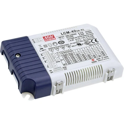 Afbeelding van Mean Well LCM 40DA LED driver Constante stroomsterkte 42 W 0.35 1.05 A 2 100 V/DC Dimbaar, PFC schakeling, Overbelastingsbescherming 1 stuk(s)